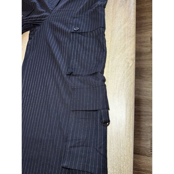 Anthropologie TwentySixHundred NWT Pinstripe Utility Pants Wide Leg Navy Size 10 - Picture 10 of 13